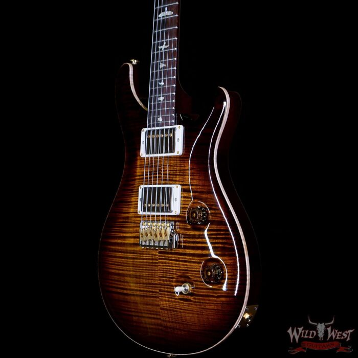 Paul Reed Smith PRS Wood Library 10 Top Custom 24 Flame Maple Top Brazilian Rosewood Board Black Gold Burst - Image 2