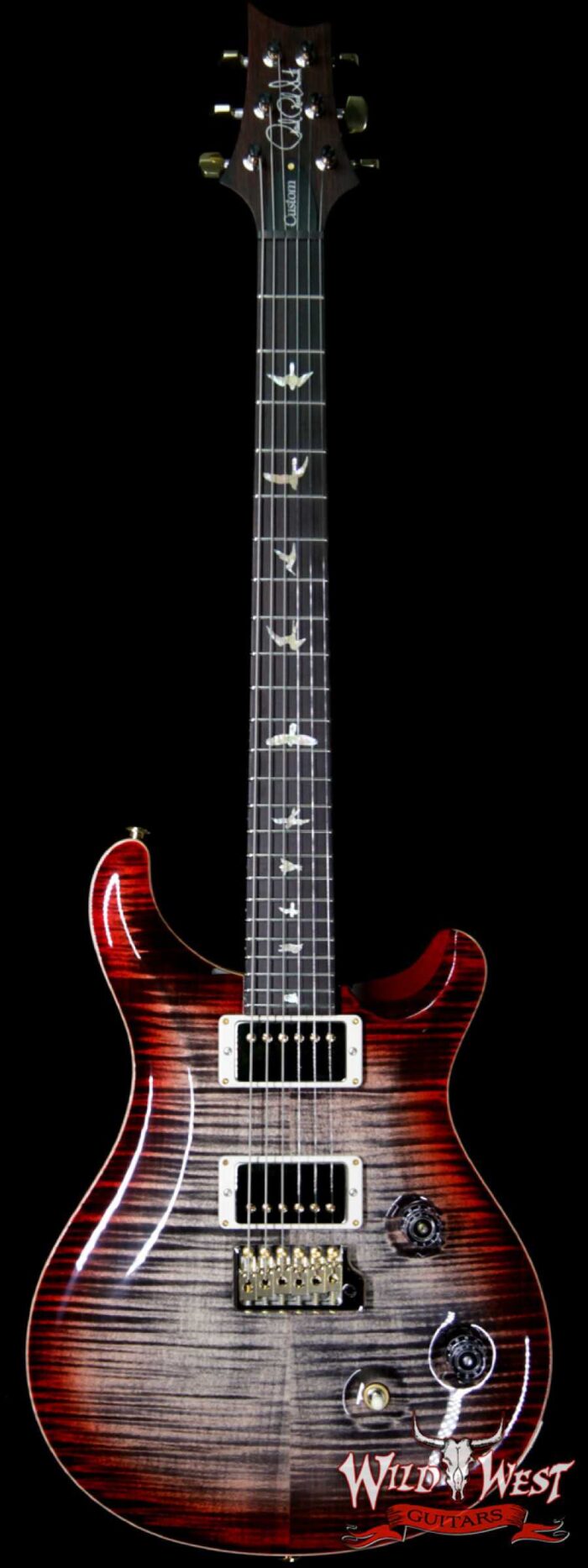 PRS Wood Library 10 Top Custom 24 Flame Maple Top Brazilian Rosewood Fingerboard Charcoal Cherry Burst - Image 1