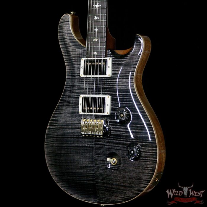 PRS Wood Library 10 Top Custom 24 Fatback Flame Maple Top Brazilian Rosewood Fingerboard Grey Black - Image 2