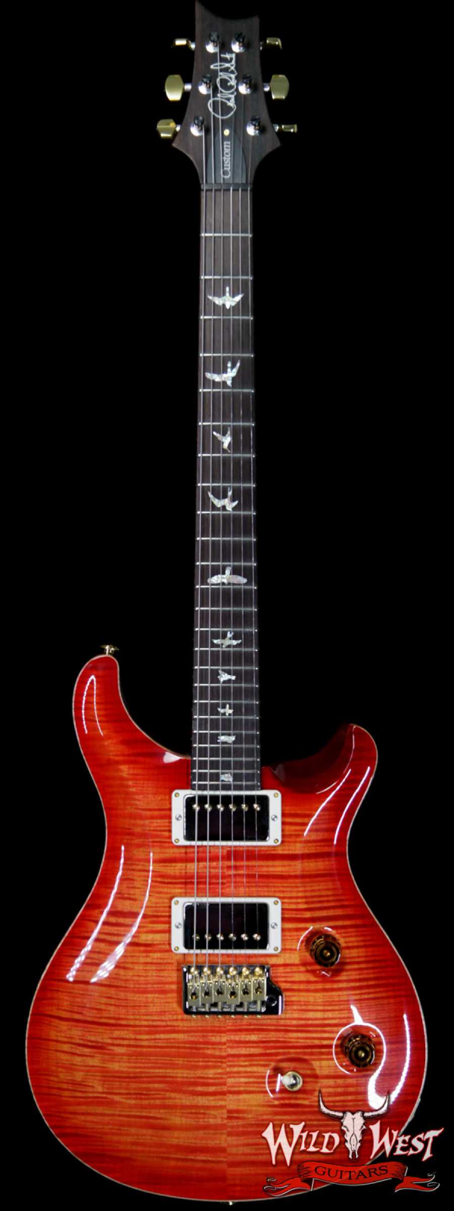 prs-wl-f10-cu24fb-brz-bo-276001-main__wwg_large.jpg PRS Wood Library 10 Top Custom 24 Fatback Flame Maple Top Brazilian Rosewood Fingerboard Blood Orange - Image 1