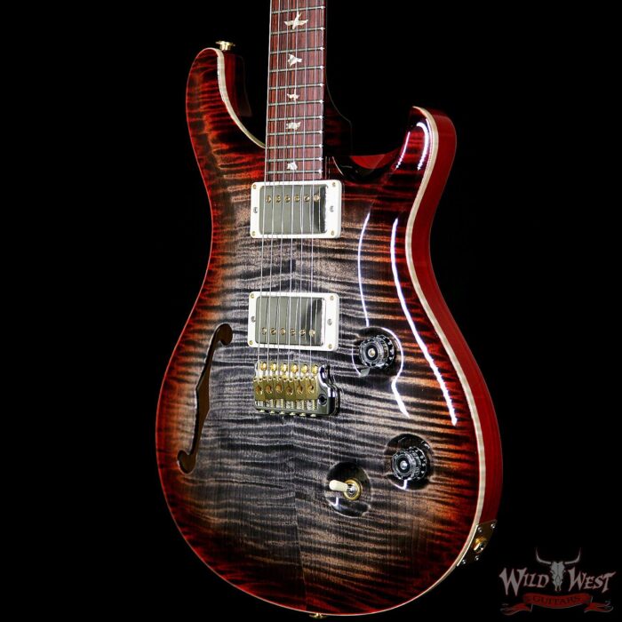 PRS Wood Library 10 Top Custom 24 Semi Hollow Flame Maple Top & Neck Cocobolo Charcoal Cherry Burst - Image 2