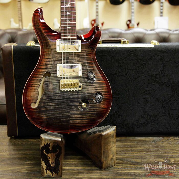 PRS Wood Library 10 Top Custom 24 Semi Hollow Flame Maple Top & Neck Cocobolo Charcoal Cherry Burst - Image 13