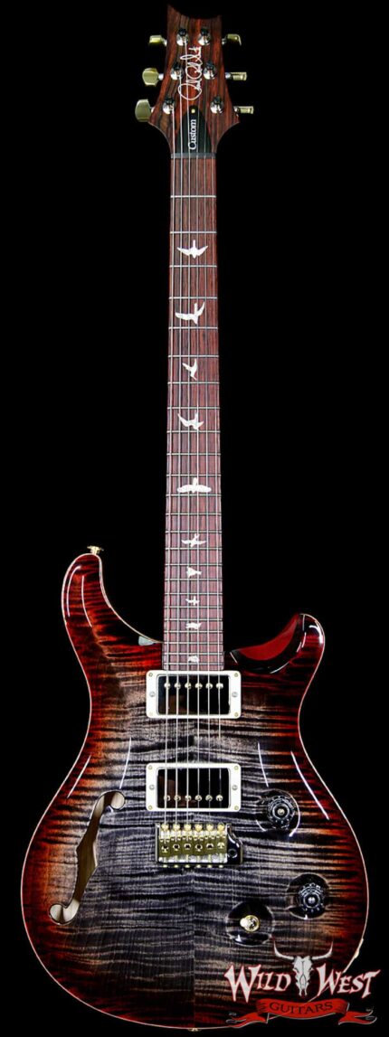 PRS Wood Library 10 Top Custom 24 Semi Hollow Flame Maple Top & Neck Cocobolo Charcoal Cherry Burst