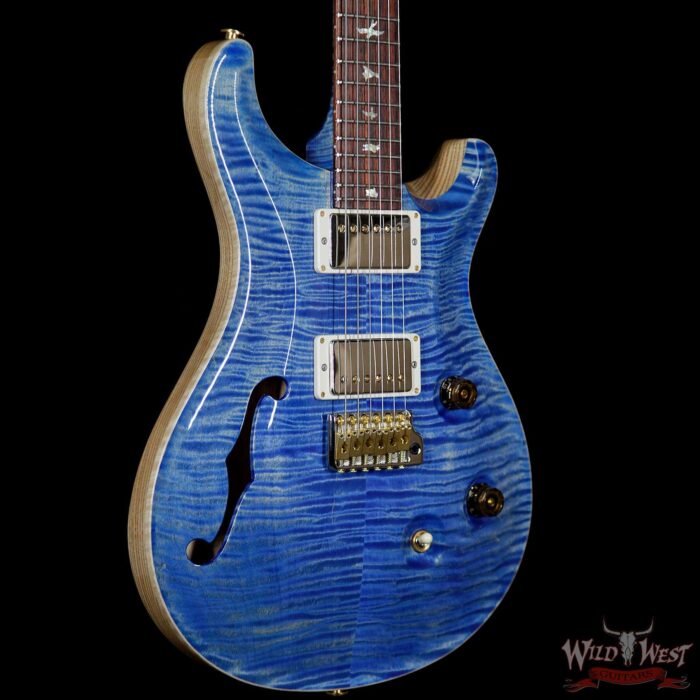 PRS Wood Library 10 Top Custom 24 Semi Hollow Flame Maple Top & Neck Cocobolo Baord Faded Blue Jean - Image 4