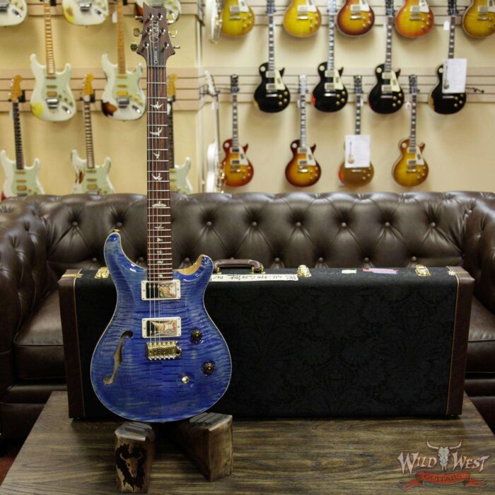 PRS Wood Library 10 Top Custom 24 Semi Hollow Flame Maple Top & Neck Cocobolo Baord Faded Blue Jean - Image 12