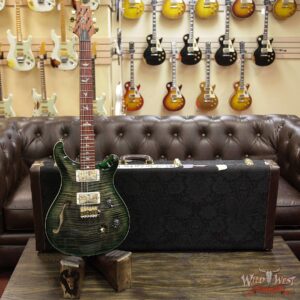 PRS Wood Library 10 Top Custom 24 Semi Hollow Flame Top & Neck Cocobolo Board Obsidian Green Burst - Image 12