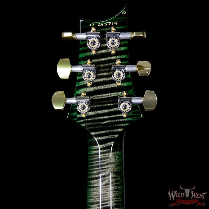 PRS Wood Library 10 Top Custom 24 Semi Hollow Flame Top & Neck Cocobolo Board Obsidian Green Burst - Image 10