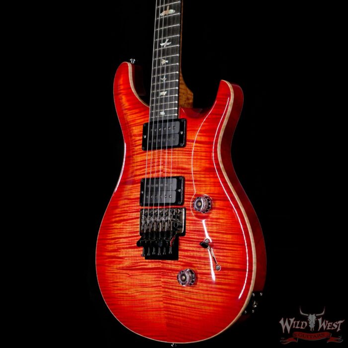 PRS Wood Library 10 Top Custom 24 Floyd Rose Ebony Fingerboard Roasted Flame Maple Neck Orange - Image 2