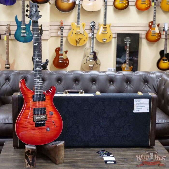 PRS Wood Library 10 Top Custom 24 Floyd Rose Ebony Fingerboard Roasted Flame Maple Neck Orange - Image 6