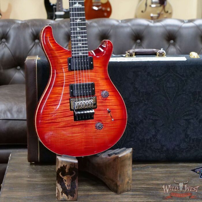 PRS Wood Library 10 Top Custom 24 Floyd Rose Ebony Fingerboard Roasted Flame Maple Neck Orange - Image 8