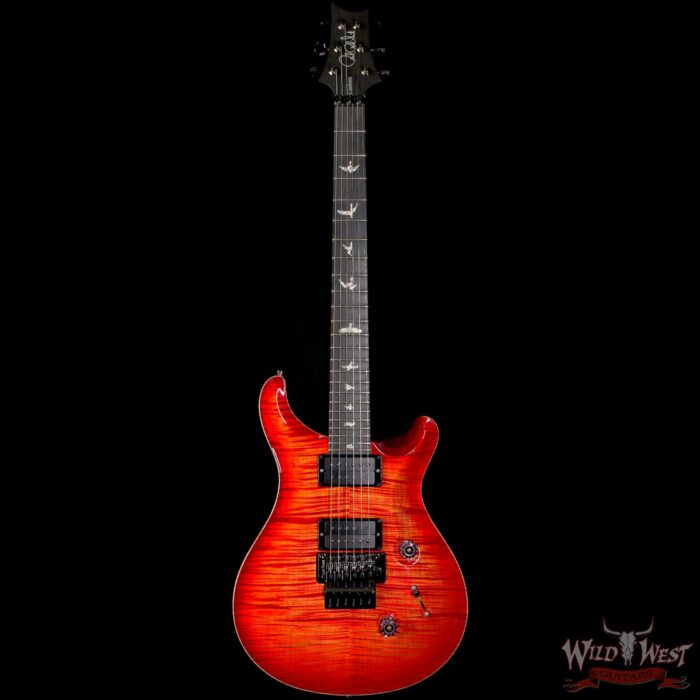 PRS Wood Library 10 Top Custom 24 Floyd Rose Ebony Fingerboard Roasted Flame Maple Neck Orange - Image 3