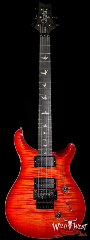 PRS Wood Library 10 Top Custom 24 Floyd Rose Ebony Fingerboard Roasted Flame Maple Neck Orange