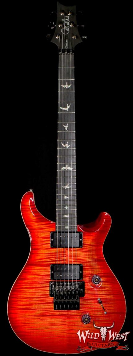 PRS Wood Library 10 Top Custom 24 Floyd Rose Ebony Fingerboard Roasted Flame Maple Neck Orange