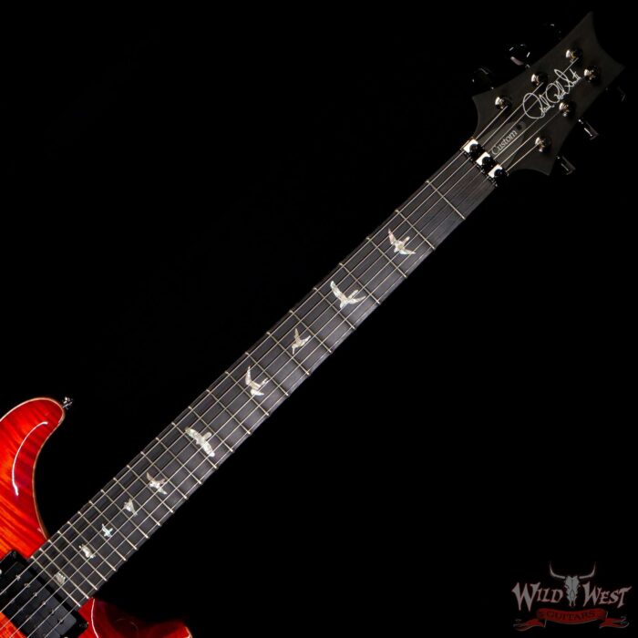 PRS Wood Library 10 Top Custom 24 Floyd Rose Ebony Fingerboard Roasted Flame Maple Neck Orange - Image 4