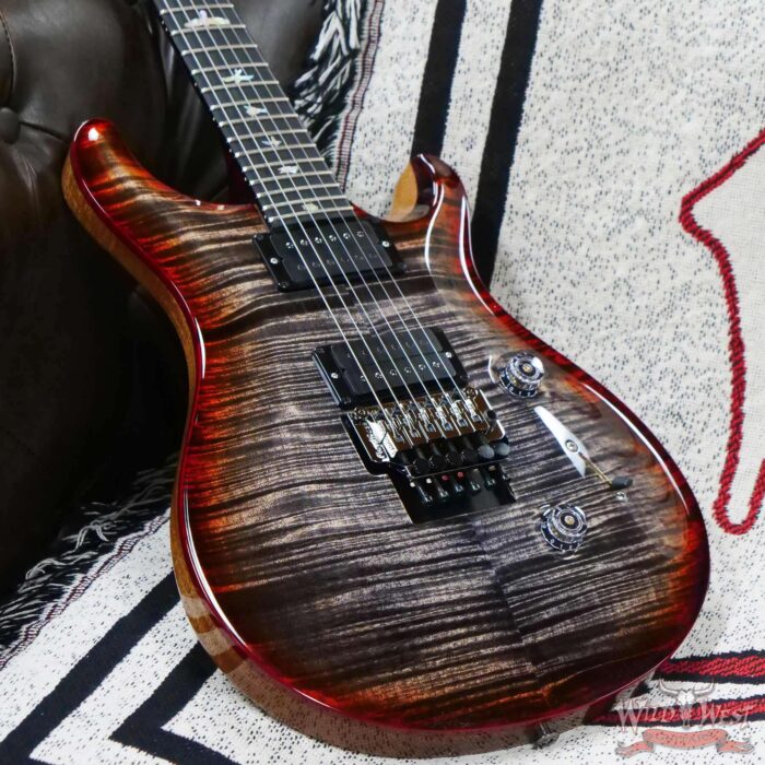Paul Reed Smith PRS Wood Library 10 Top Custom 24 Floyd Rose Ebony Fingerboard Stained Flame Maple Neck Charcoal Cherry Burst - Image 8