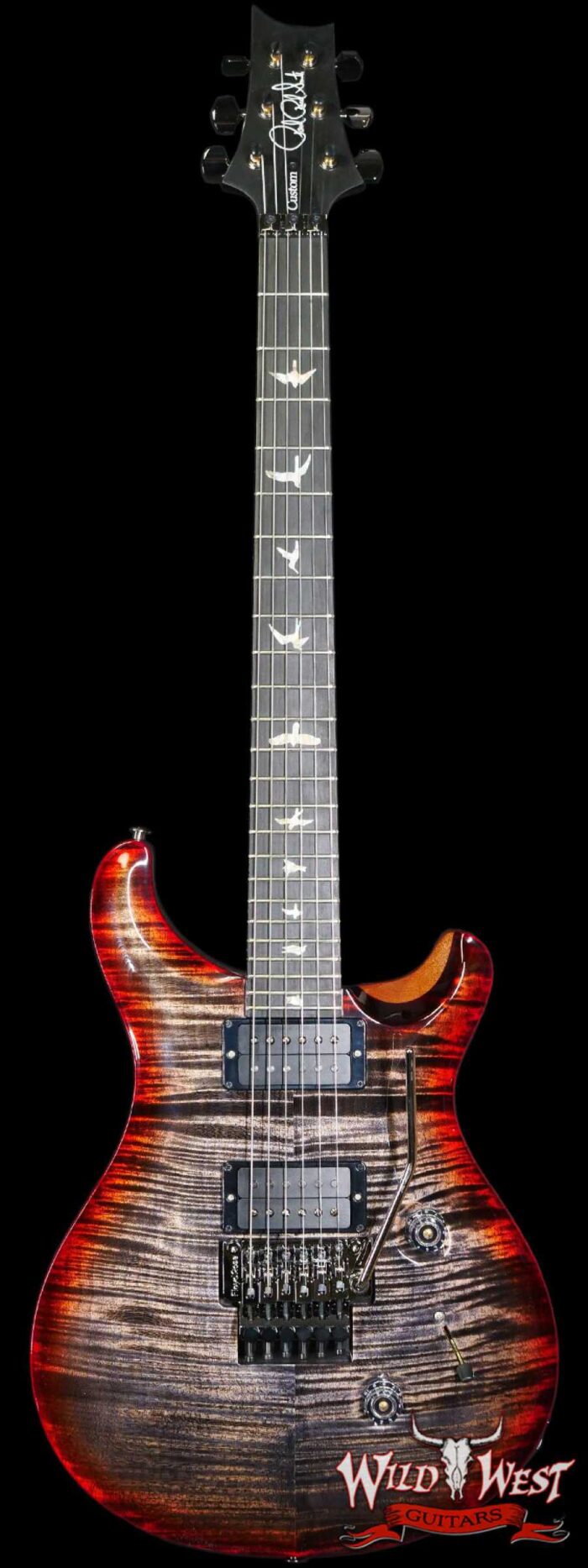 Paul Reed Smith PRS Wood Library 10 Top Custom 24 Floyd Rose Ebony Fingerboard Stained Flame Maple Neck Charcoal Cherry Burst - Image 1