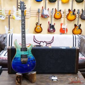Paul Reed Smith PRS Wood Library 10 Top Custom 24 Floyd Rose Ebony Fingerboard Roasted Flame Maple Neck Blue Fade - Image 6