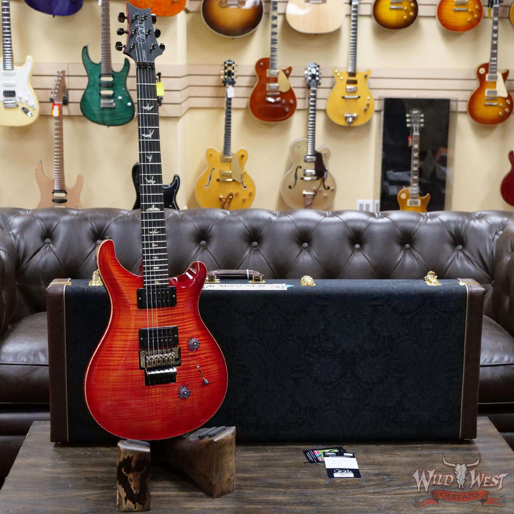 prs-wl-f10-cu24fr-bloodorange-311027-d1__wwg.jpg PRS Wood Library 10 Top Custom 24 Floyd Rose Ebony Fingerboard AAA Flame Maple Neck Blood Orange - Image 6