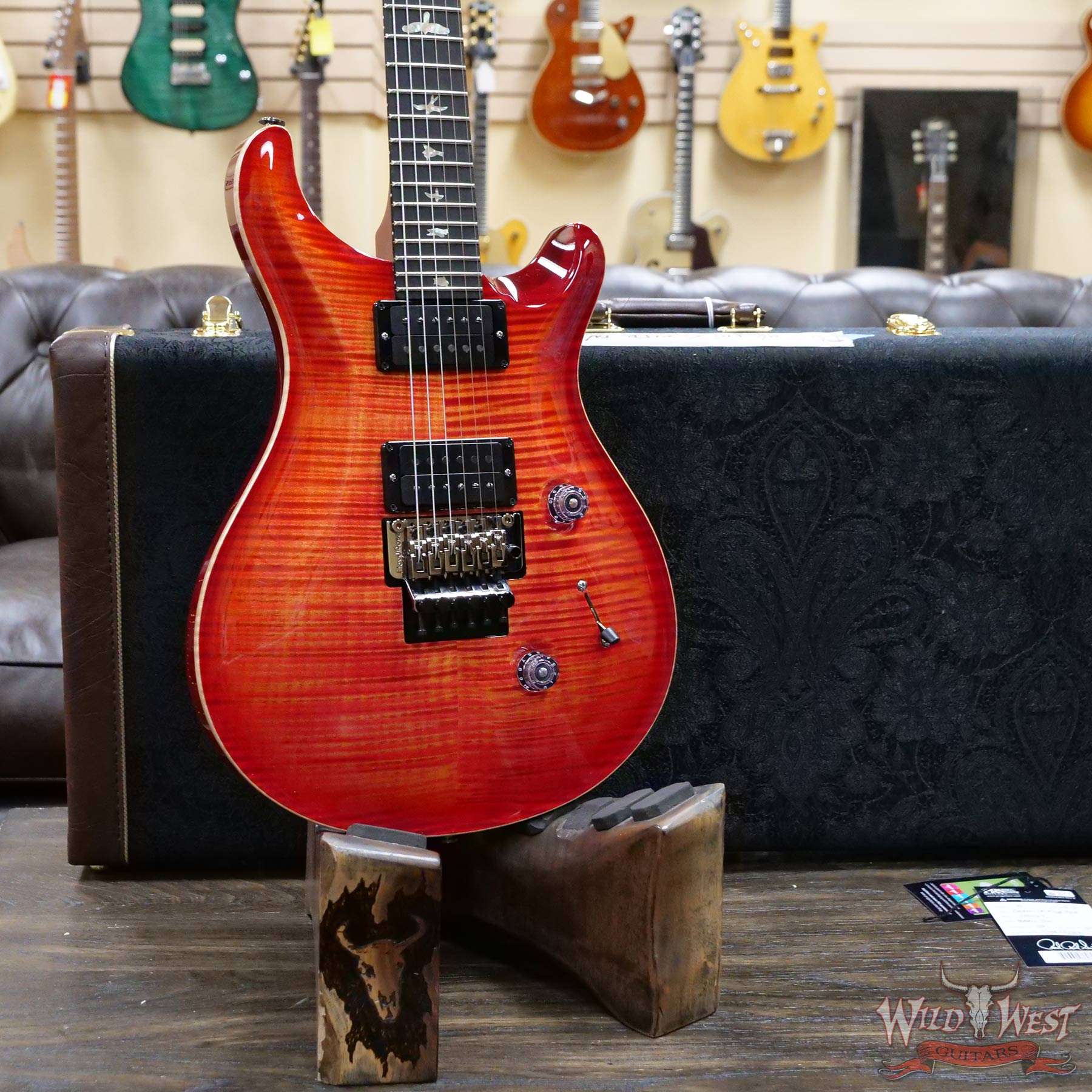 prs-wl-f10-cu24fr-bloodorange-311027-d2__wwg.jpg PRS Wood Library 10 Top Custom 24 Floyd Rose Ebony Fingerboard AAA Flame Maple Neck Blood Orange - Image 8