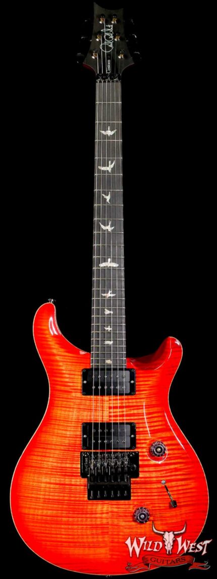 PRS Wood Library 10 Top Custom 24 Floyd Rose Ebony Fingerboard AAA Flame Maple Neck Blood Orange