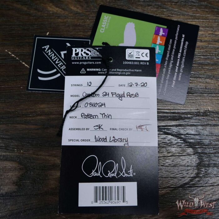 PRS Wood Library 10 Top Custom 24 Floyd Rose Ebony Fingerboard AAA Flame Maple Neck Blue Fade - Image 12