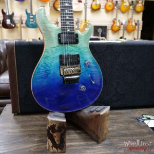 PRS Wood Library 10 Top Custom 24 Floyd Rose Ebony Fingerboard AAA Flame Maple Neck Blue Fade - Image 8