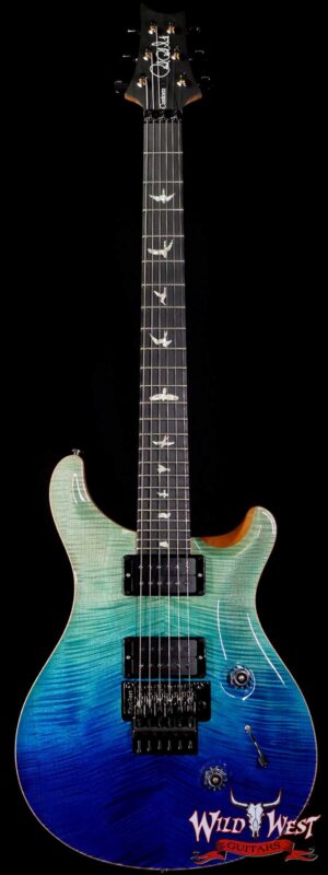 PRS Wood Library 10 Top Custom 24 Floyd Rose Ebony Fingerboard AAA Flame Maple Neck Blue Fade