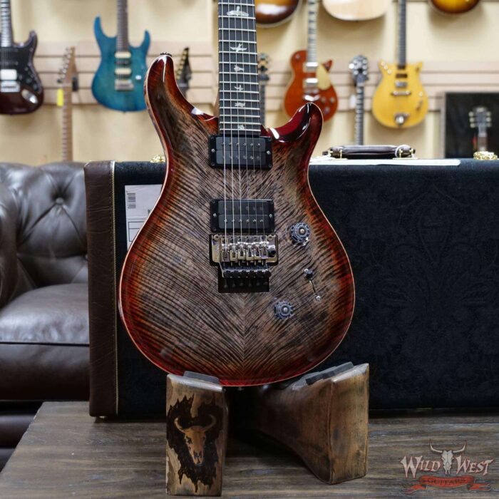 PRS Wood Library 10 Top Custom 24 Floyd Rose Roasted Flame Maple Neck Charcoal Cherry Burst - Image 8