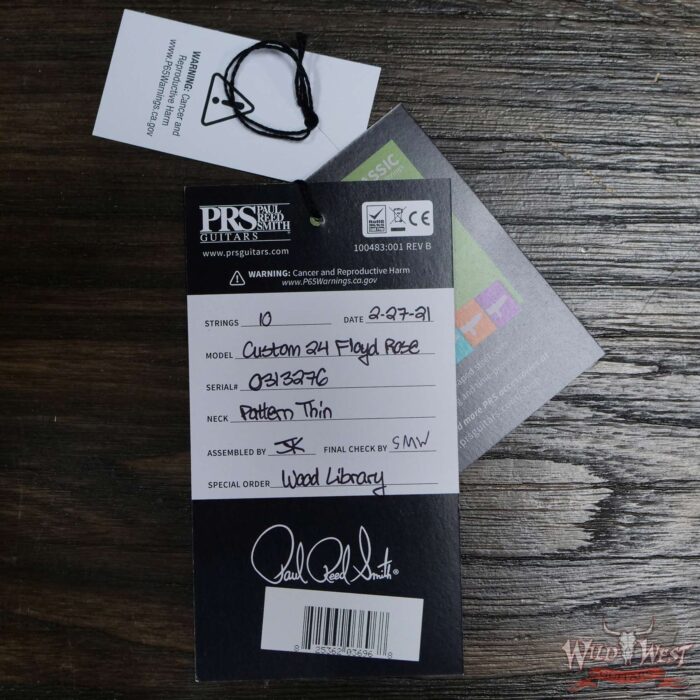 PRS Wood Library 10 Top Custom 24 Floyd Rose Ebony Fingerboard AAA Flame Maple Neck Violet Blue Burst - Image 12