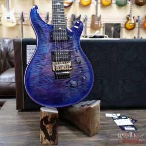 PRS Wood Library 10 Top Custom 24 Floyd Rose Ebony Fingerboard AAA Flame Maple Neck Violet Blue Burst - Image 8