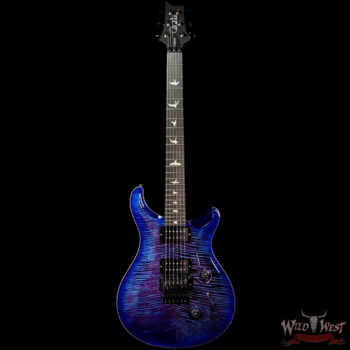 PRS Wood Library 10 Top Custom 24 Floyd Rose Ebony Fingerboard AAA Flame Maple Neck Violet Blue Burst - Image 3