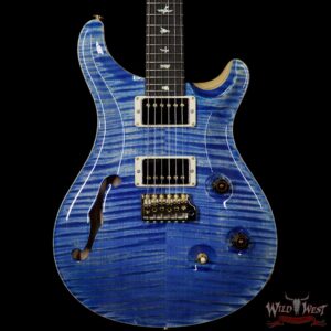 PRS Wood Library 10 Top Custom 24 Semi Hollow Flame Maple Top & Neck Brazilian Rosewood Fretbaord Faded Blue Jean - Image 3