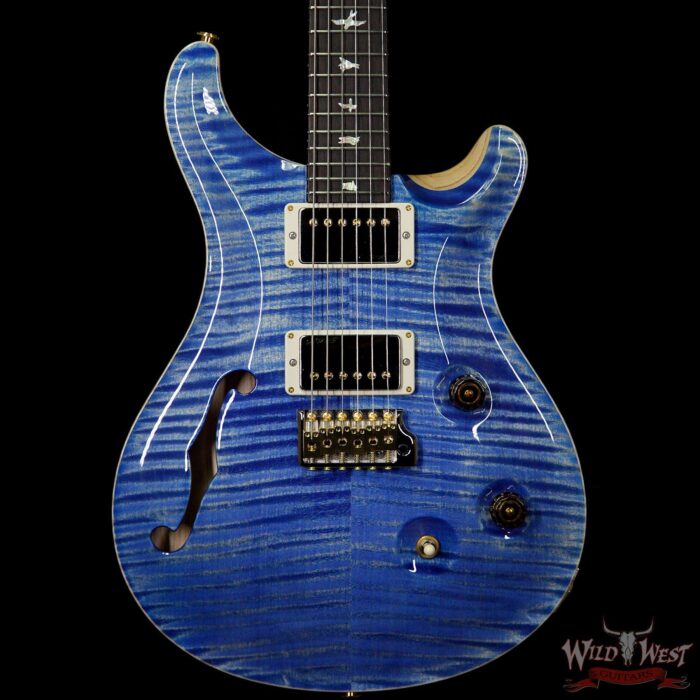 PRS Wood Library 10 Top Custom 24 Semi Hollow Flame Maple Top & Neck Brazilian Rosewood Fretbaord Faded Blue Jean - Image 3