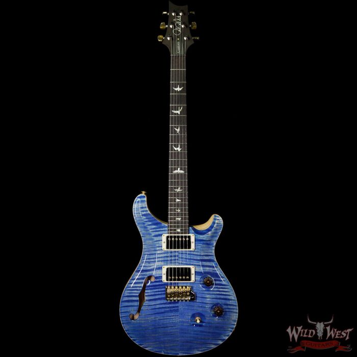 PRS Wood Library 10 Top Custom 24 Semi Hollow Flame Maple Top & Neck Brazilian Rosewood Fretbaord Faded Blue Jean - Image 4
