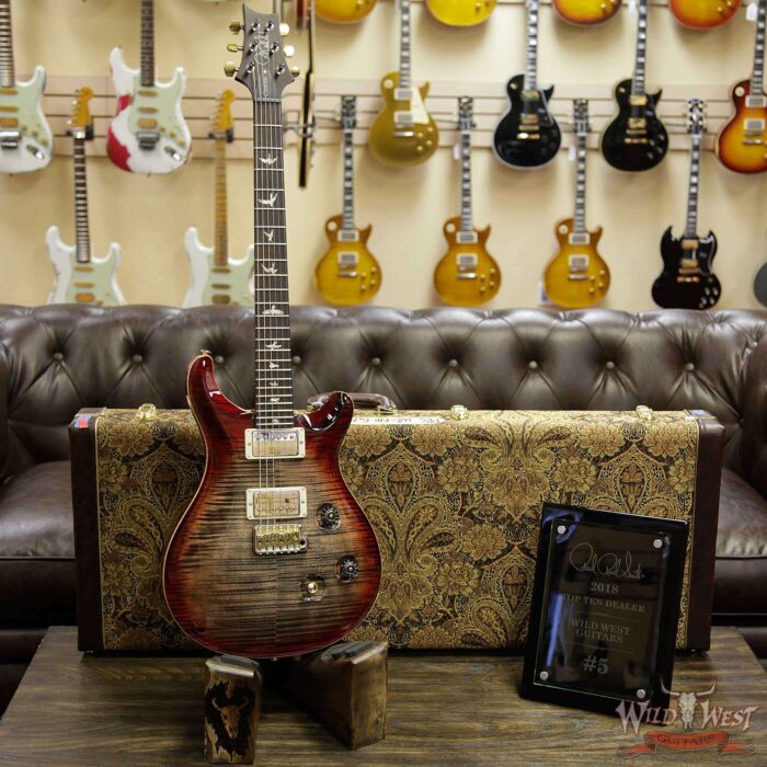 PRS Wood Library 10 Top Custom 24 Flame Maple Top Brazilian Rosewood Board Charcoal Cherry Burst - Image 9