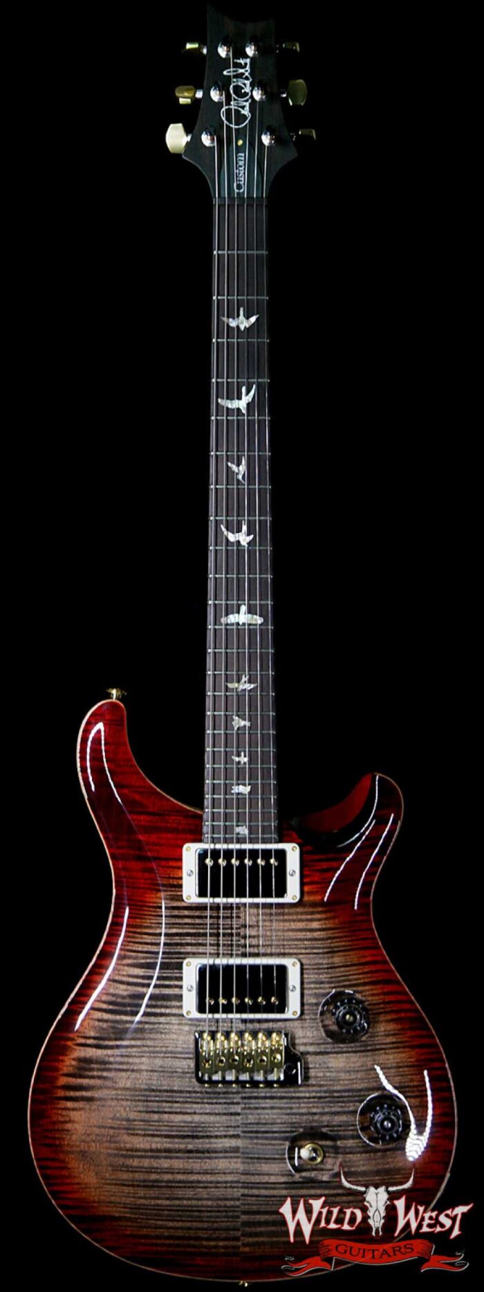 PRS Wood Library 10 Top Custom 24 Flame Maple Top Brazilian Rosewood Board Charcoal Cherry Burst - Image 1
