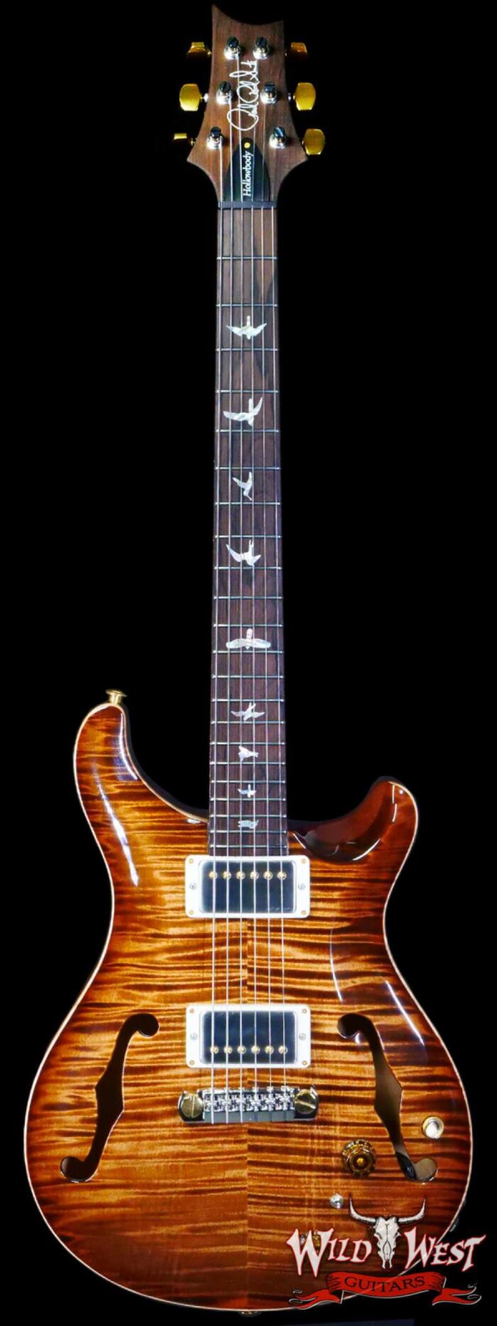 Paul Reed Smith Wood Library 10 Top Hollowbody I Piezo Flame Neck Brazilian Rosewood Board Copperhead - Image 1