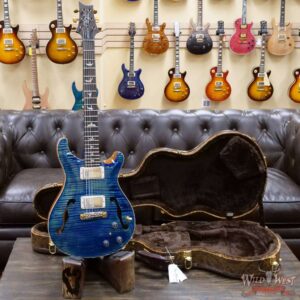 Paul Reed Smith Wood Library 10 Top Hollowbody I Piezo Flame Neck Brazilian Rosewood Board River Blue - Image 6