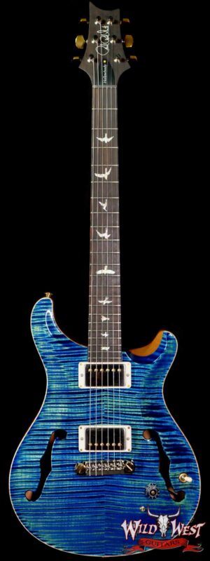 Paul Reed Smith Wood Library 10 Top Hollowbody I Piezo Flame Neck Brazilian Rosewood Board River Blue