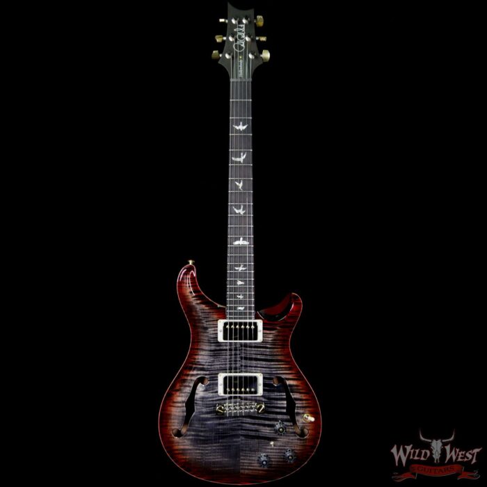 PRS Wood Library Flame 10 Top Hollowbody I Piezo HB1 Brazilian Rosewood Board Charcoal Cherry Burst - Image 5