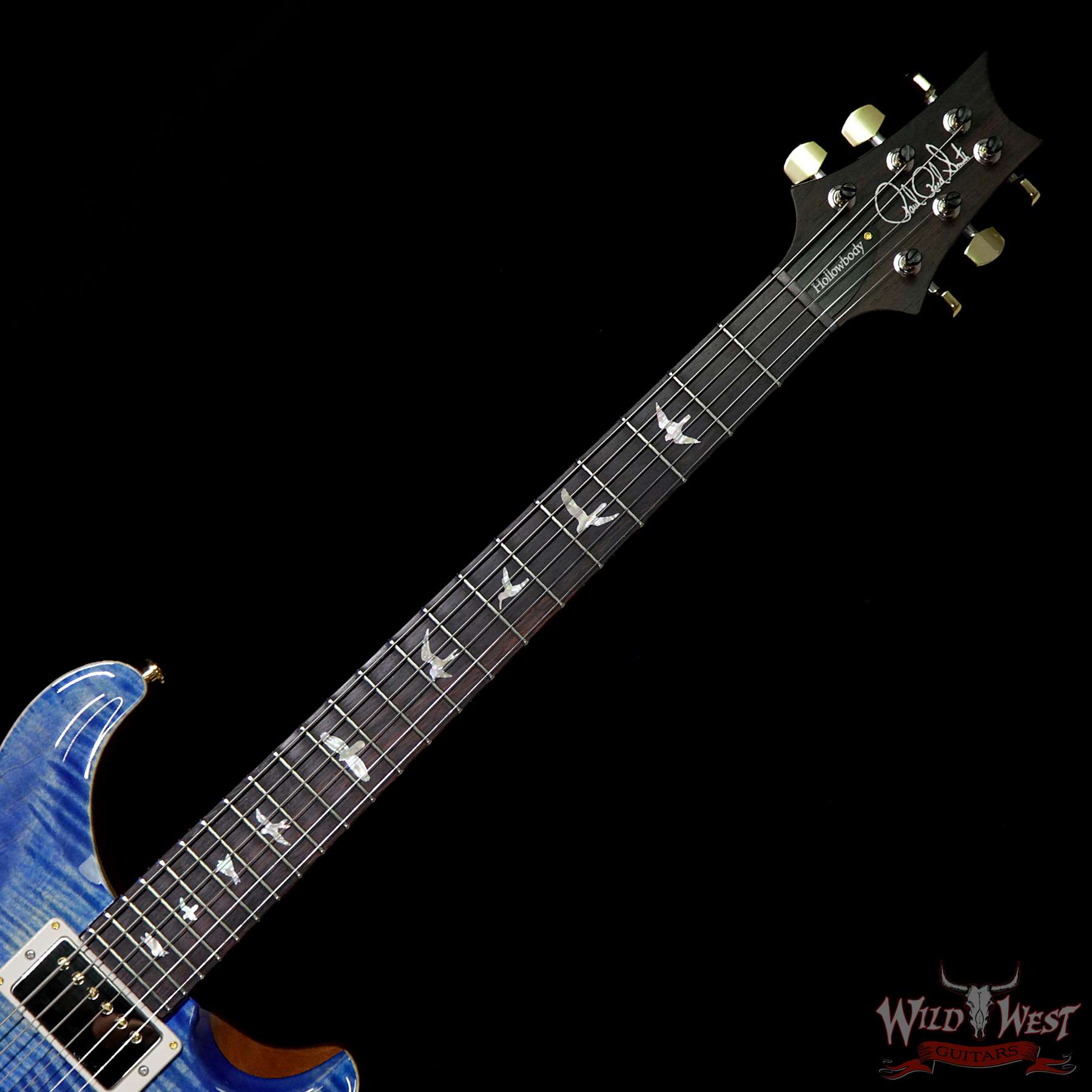 prs-wl-f10-hbi-brz-fadedbluejean-253055-bnf__wwg-1.jpg PRS Wood Library Flame 10 Top Hollowbody HB1 Piezo Brazilian Rosewood Board Faded Blue Jean - Image 6