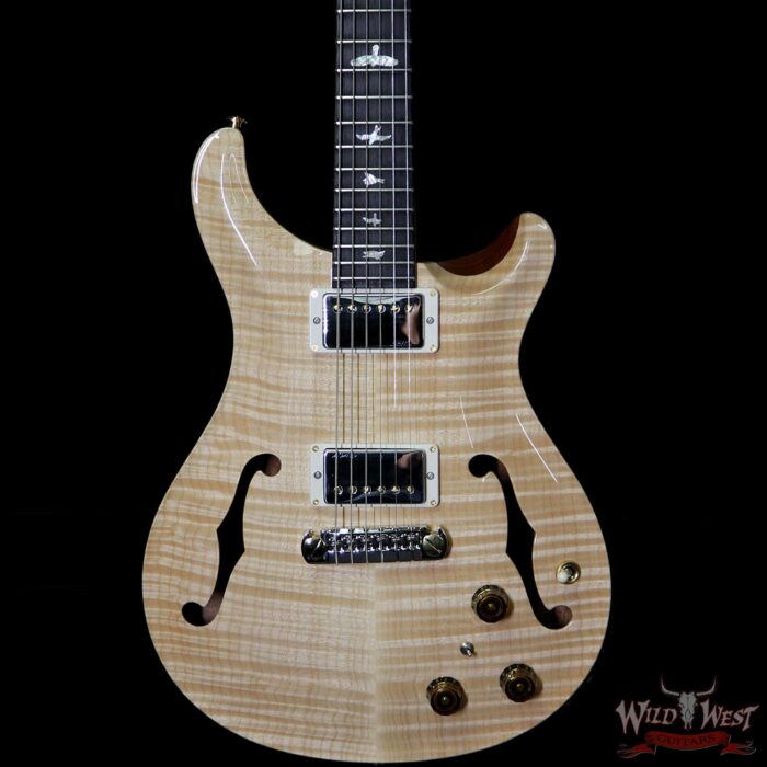 PRS Wood Library Flame 10 Top Hollowbody I HB1 Piezo Brazilian Rosewood Board Flame Maple Neck Natural - Image 3