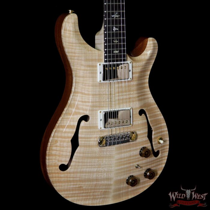 PRS Wood Library Flame 10 Top Hollowbody I HB1 Piezo Brazilian Rosewood Board Flame Maple Neck Natural - Image 4