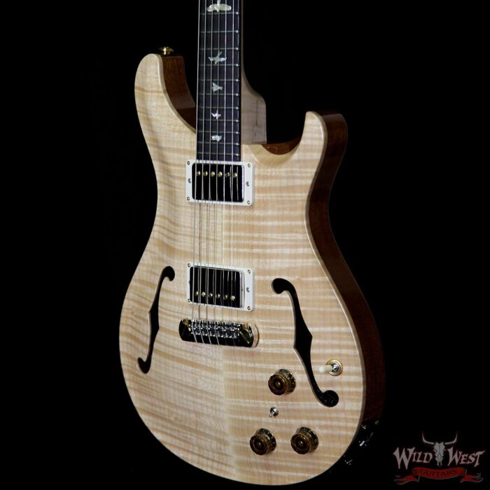 PRS Wood Library Flame 10 Top Hollowbody I HB1 Piezo Brazilian Rosewood Board Flame Maple Neck Natural - Image 2