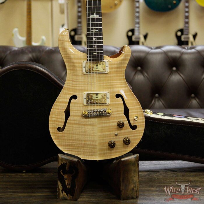 PRS Wood Library Flame 10 Top Hollowbody I HB1 Piezo Brazilian Rosewood Board Flame Maple Neck Natural - Image 13