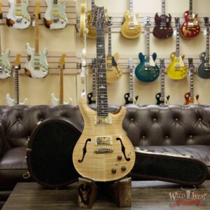 PRS Wood Library Flame 10 Top Hollowbody I HB1 Piezo Brazilian Rosewood Board Flame Maple Neck Natural - Image 12