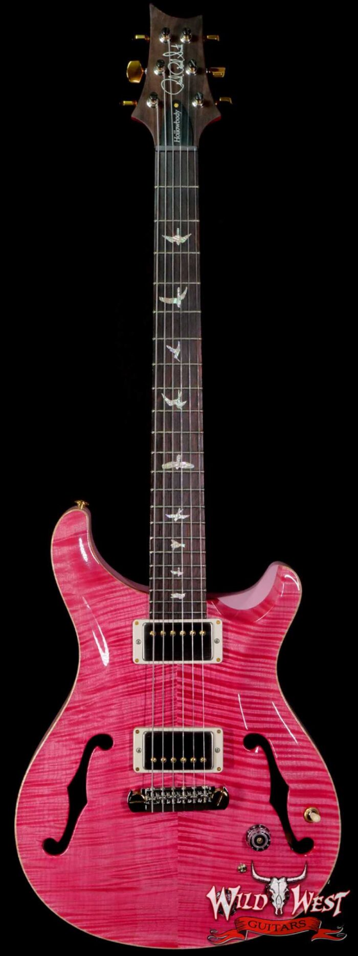 Paul Reed Smith Wood Library 10 Top Hollowbody I Piezo Flame Neck Brazilian Rosewood Board Bonnie Pink - Image 1