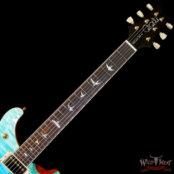 Paul Reed Smith PRS Wood Library 10 Top McCarty 594 Flame Maple Top Brazilian Rosewood Board Blue Fade - Image 4