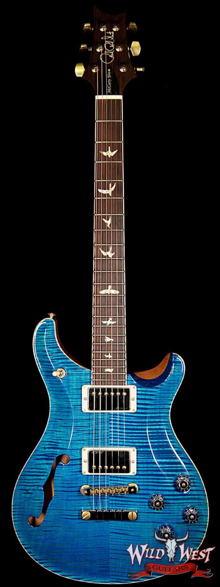 PRS Wood Library 10 Top McCarty 594 Semi-Hollow Flame Maple Top Cocobolo Fingerboard Aquamarine - Image 1