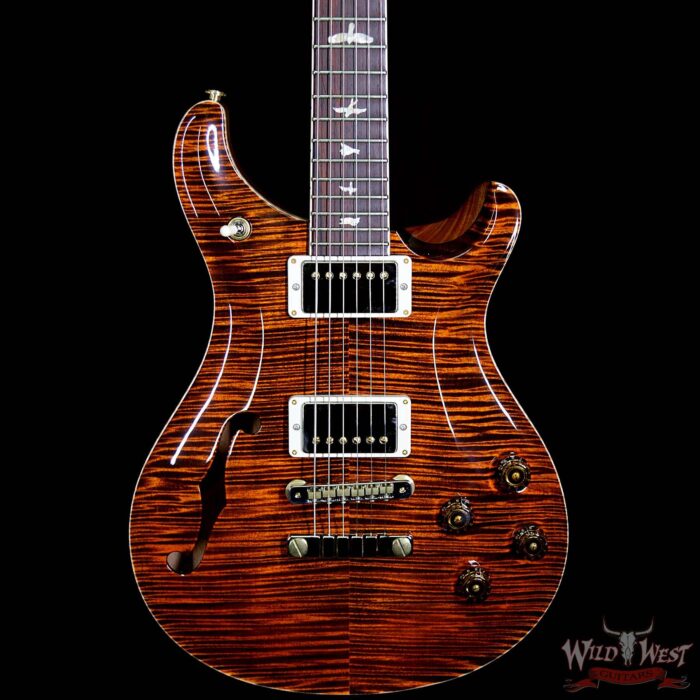 PRS Wood Library Flame 10 Top McCarty 594 Semi-Hollow Cocobolo Fingerboard Orange Tiger - Image 3